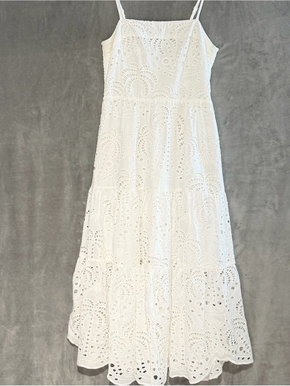 Rachel Zoe White Eyelet Spaghetti-Strap Maxi Dress